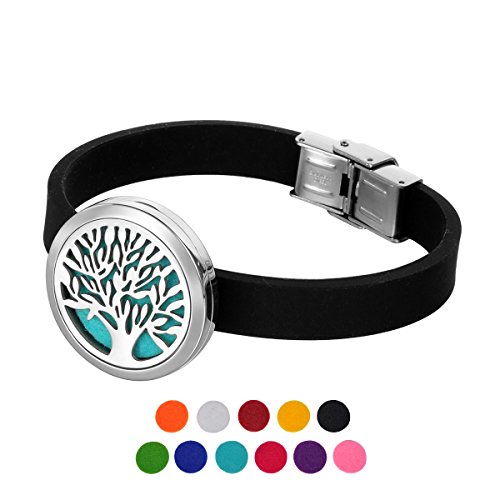 HOUSWEETY Bracelet Silicone Pendentif Rond Arom...