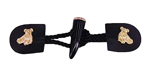 Coudre à bascule, Bouton en cuir noir, Noir, Lo...