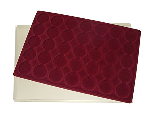 Plateau en velours rouge foncé pour monnaies. 3...