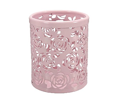 1x céatif pot à crayons en métal à motif rose b...