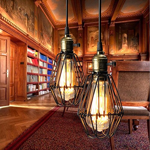 KINGSO E27 Lampe Suspension Lustre Cage en fer ...
