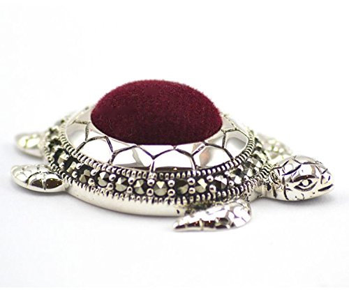 Dora's Silver Style édouardien Tortue détaillée Coussin à épingles marcassite en argent massif 925 poinçonné code EAN B01KISTNZQ 