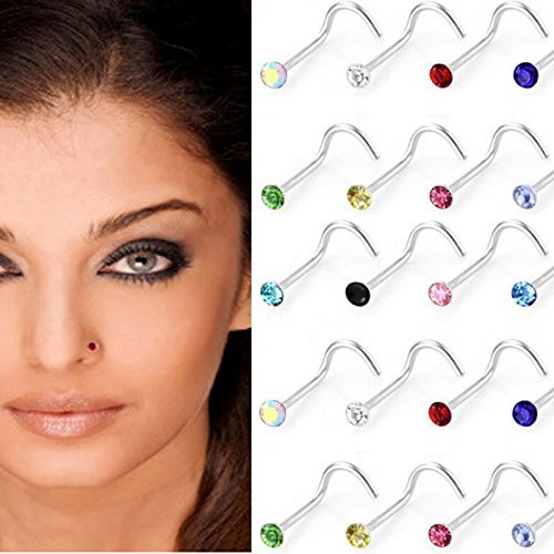 30pcs/lot piercing nez anneaux de nez en acier ...