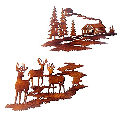 Décoration murale métallique, dessin de cabane ...