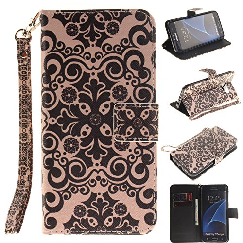 Portefeuille housse coque à rabat pour galaxy s7 edge, galaxy s7 edge bookstyle coque wallet cuir folio housse, galaxy s7 edge leather wallet case pu cover skin,coque galaxy s7 edge - pu cuir portefeuille etui housse de protection pour samsung galaxy s7 edge coque étui protecteur flip case cover avec titulaire de carte de crédit - flower palace B01L6OGW7S Cozy Hut