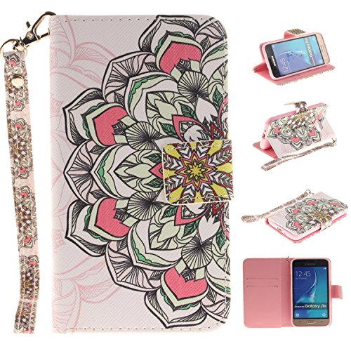 Cozy Hut Portefeuille housse coque à rabat pour galaxy j1 (2016), galaxy j1 (2016) bookstyle coque wallet cuir folio housse, galaxy j1 (2016) leather wallet case pu cover skin,coque galaxy j1 (2016) - pu cuir portefeuille etui housse de protection pour samsung galaxy j1 (2016) j120 coque étui protecteur flip case cover avec titulaire de carte de crédit - demi-fleur code EAN B01L6OI5CI 