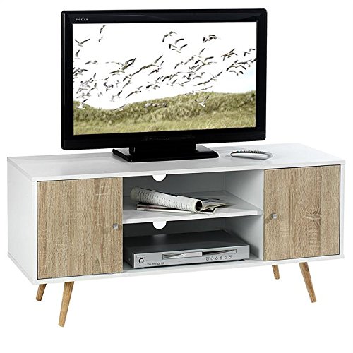 Meuble banc TV design MURCIA MDF décor blanc ch...