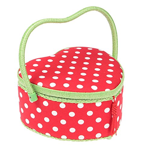 Boite à couture coeur à pois rétro rouge - Tail...