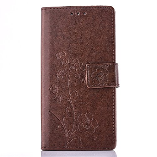 Cozy Hut Lumia 550 Coque, Cozy Hut ® Lumia 550 Housse, Ultra-mince Etui En Cuir PU Couvercle Rabattable Pour Microsoft Lumia 550 Nokia N550 Avec Des Poches De Glissement Intérieures Pour Cartes, Etui en PU Cuir Portefeuille Coque pour Microsoft Lumia 550 Nokia N550 Cinq feuilles et des fleurs Motif Case avec Fonction Support Stand - brun code EAN B01LCJ0A16 