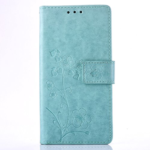 Lumia 650 Coque, Cozy Hut ® Lumia 650 Housse, Ultra-mince Etui En Cuir PU Couvercle Rabattable Pour Microsoft Lumia 650 Nokia N650 Avec Des Poches De Glissement Intérieures Pour Cartes, Etui en PU Cuir Portefeuille Coque pour Microsoft Lumia 650 Nokia N650 Cinq feuilles et des fleurs Motif Case avec Fonction Support Stand - bleu clair B01LCJ0YV2 Cozy Hut