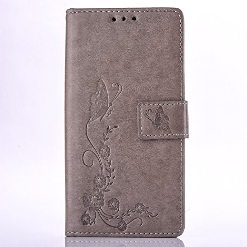 Lumia 550 Coque, Cozy Hut Fleur de papillon Motif Housse Magnétique pochette Case Stand Flip [PU Cuir][Flap Fermeture] Protecteur Etui Housse Coque Cover pour Lumia 550 Housse Étui, PU Cuir Bumper Phone Case Couverture Fonction Support Cartes Slots avec Fermeture Aimantée pour Microsoft Lumia 550 Nokia N550 - gris B01LCVIBVA Cozy Hut