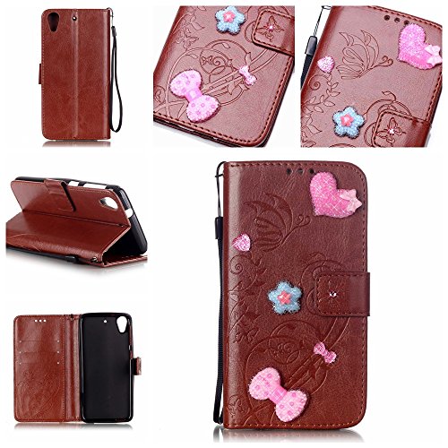 Cozy Hut HTC Desire 626 / 626G Etui Cuir - Cozy Hut ® Etui à Rabat en TPU Souple Adhérente Fonction Portefeuille de Carte Slots Support Bouton de Fermeture Magnétique,TPU Gel Silicone Bling Bling Strass housse étui de protection pour HTC Desire 626 / 626G Coque - brun code EAN B01LLE29KC 