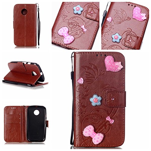 Cozy Hut Coque Etui pour Motorola Moto E2,Moto E2 Portefeuille Cuir Coque,Moto E2 Wallet Leather Case Protective Cover,Cozy Hut Etui de Protection Case Cover PU Cuir Portefeuille Coque Housse Flip Case Cover Coquille Couverture avec Fonction Stand et les fentes de carte de crédit pour Motorola Moto E2 (2.Generation),Avec des motifs de diamant de papillon - brun code EAN B01LLEABPC 