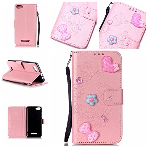 Cozy Hut Coque Etui pour Wiko Lenny 2,Wiko Lenny 2 Lanyard Strap Coque Dragonne Carrying téléphone Etui,Cozy Hut Elegant Slim [Papillon Fleur Gaufré] Crystal Diamond Flip Case Leather Wallet Housse Embossed Coque de Protection en Cuir Folio Housse PU Cuir Portefeuille Relief papillon Amour motif en forme de coeur Coque Housse Case Cover Coquille Couverture avec Fonction Stand et Fentes de Carte de Crédit pour Wiko Lenny 2 - rose code EAN B01LLEAX8C 