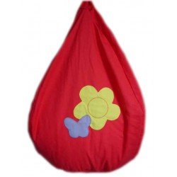 Pouf Poire enfant rouge motif papillon pas cher...