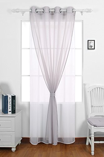 Rideau voile voilage double salon à oeillets 