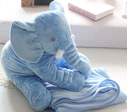 Eléphant 60cm doux en peluche bleu avec tapis 1...