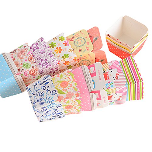 Butterme 100Pcs Motif coloré forme carrée gâtea...