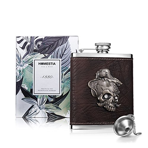 Flasque cuir à whisky en acier inoxydable à mot...