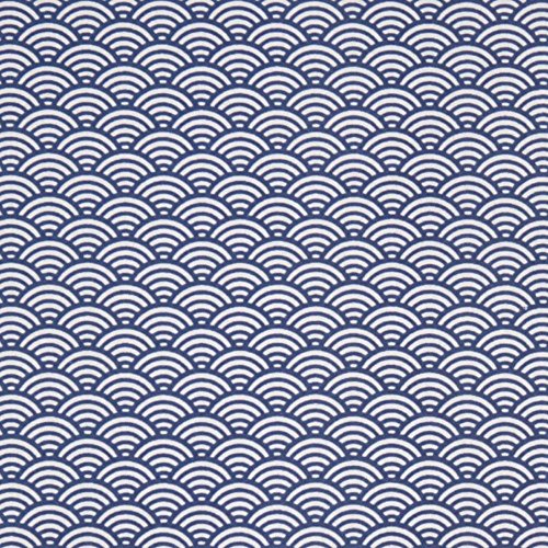 Tissu coton cretonne vague japonaise - Bleu
