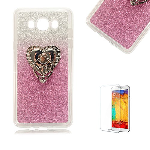 Funyye Samsung Galaxy A8(2015) Telephone Portable Coque,Samsung Galaxy A8(2015) Bling Glitter Sparkles TPU Coque,Funyye Luxe Ultra Mince Slim Flexible Souple Soft Gel TPU Silicone Case Cover Coque Housse avec coeur d'amour Bague Titulaire Changement Graduel Coloré Shiny Skin Protection Anti Scratch de Protection Frontière Case Cover pour Samsung Galaxy A8(2015) + 1 x Gratuit Protecteur D'écran code EAN B01M5E8UEK 