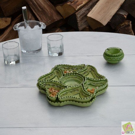 Service apéritif Fleur Tatoué Vert