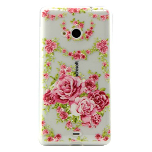 Cozy Hut Coque Nokia N535,Coque Lumia 535, Cozy Hut ® Lumia 535 Nokia N535 Coque de Protection Housse Etui TPU Transparent Souple Case Cover Shock-Absorption Bumper et Anti-Scratch Effacer Premium Gel Silicone Couvrir Coverture shell Motif Élégant Fleur Rouge Rose Flowers Coquille Arrière pour Lumia 535 Nokia N535 - Rose code EAN B01M67CLFB 