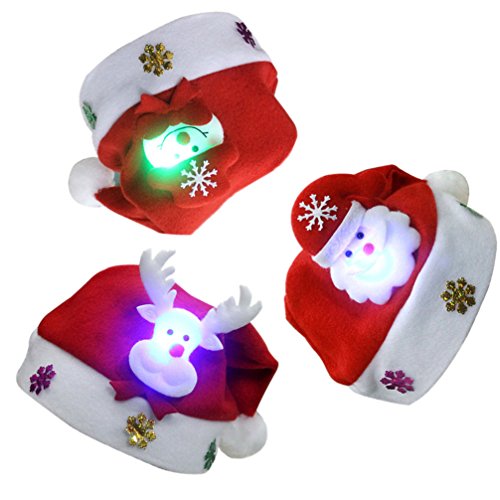 LATH.PIN Chapeaux Noël - LATH.PIN 3Pcs LED Chapeaux Bonnet de Père Noël Santa Chapeaux pour Enfant Bébé Unisexe 30*25cm (Bonhomme de Neige + Père Noël + Faon) (Bonhomme de Neige /Père Noël / Faon) code EAN B01M6VEFSG 