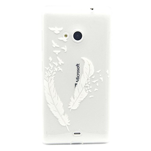 Cozy Hut Coque en silicone pour lumia 535 nokia n535 - slim case transparent coque lumia 535 nokia n535 tpu silicone case cover skin protecteur etui housse gel étui pour lumia 535 nokia n535 coque - plumes blanches code EAN B01M6ZG0UJ 