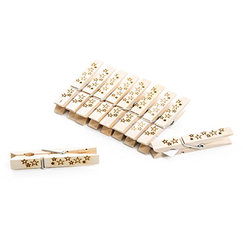 20 PINCES en bois avec Superbe et les étoiles (...