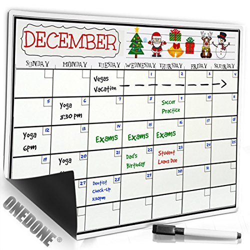 ONEDONE Planificateur mensuel magnétique, tableau blanc de frigo, menu de planification, effaçage à sec, utilisé comme calendrier, dans la boucherie, l'épicerie, pour faire la liste de ménage/ tableau de frigo avec effaçage à sec, avec l'attachement magnétique, utilisé comme calendrier / planificateur de cuisine / 3 marqueurs de bonne fine (30*43CM, Blanc) code EAN B01M7S9J80 