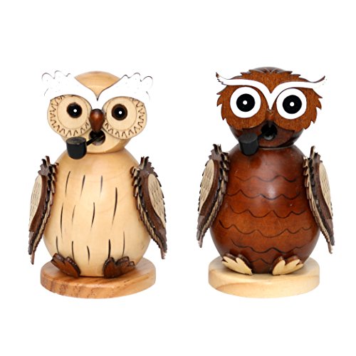 Superbe bois d'encens Hibou, Lot de 2, 11,5 cm