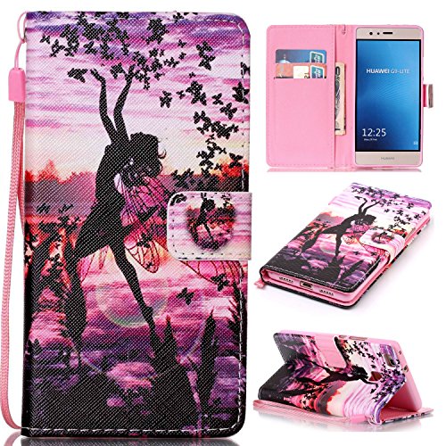 Coque pour huawei p9 lite,housse en cuir pour h...
