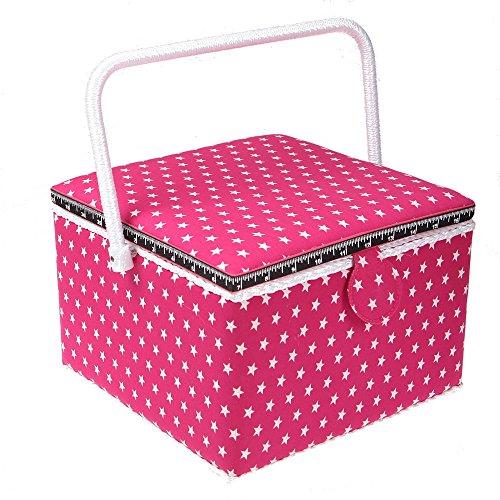 Boite à couture carré rose à étoile blanche - G...