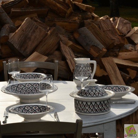 Lot de 6 assiettes Tebsi Jileni gris - D 23 cm