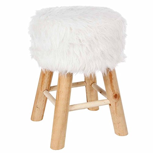 Paris Prix - tabouret imitation fourrure "instants nature" 42cm blanc code EAN B01MEEIG4H 