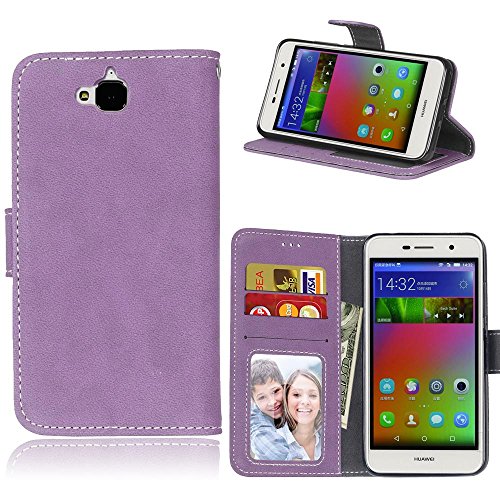 Cozy Hut Huawei Enjoy 5 / Y6 Pro 5.0 Coque Lanyard Dragonne Portefeuille étui en cuir PU,Huawei Enjoy 5 / Y6 Pro 5.0 Flip magnétique Cas avec support Béquille de carte,Cozy Hut Créatif Simple Book Style [Anti-scratch] Retro Matte Motif Prime Ultra Slim Fit Wallet Protecteur Étui Coque Flip PU Cuir Portefeuille Etui Housse Coque Coquille avec Stand et les fentes de carte de crédit pour Huawei Enjoy 5 / Y6 Pro 5.0 - gommages Violet code EAN B01MSIE6F5 