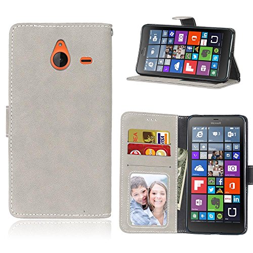 Cozy Hut Microsoft Lumia 640 XL (5,7 Zoll) Coque Lanyard Dragonne Portefeuille étui en cuir PU,Microsoft Lumia 640 XL (5,7 Zoll) Flip magnétique Cas avec support Béquille de carte,Cozy Hut Créatif Simple Book Style [Anti-scratch] Retro Matte Motif Prime Ultra Slim Fit Wallet Protecteur Étui Coque Flip PU Cuir Portefeuille Etui Housse Coque Coquille avec Stand et les fentes de carte de crédit pour Microsoft Lumia 640 XL (5,7 Zoll) - matte gris code EAN B01MSIEMPT 