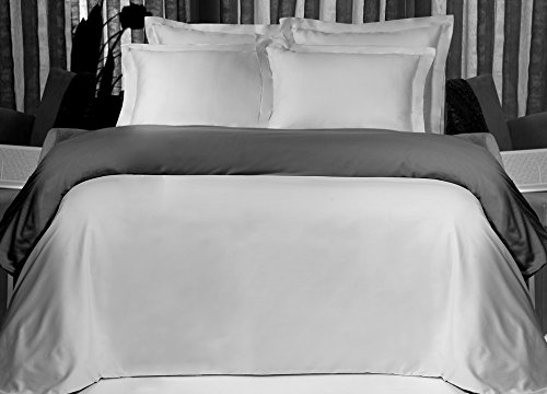 Housse de couette bicolore gris foncé et gris p...