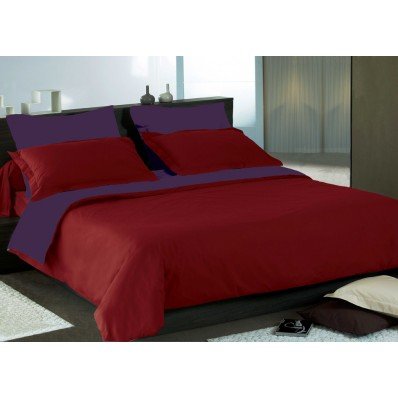 Housse de couette bicolore bordeaux et lie de v...