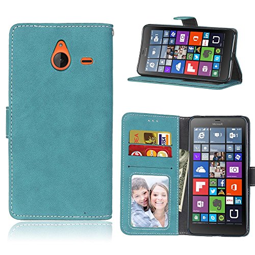 Cozy Hut Microsoft Lumia 640 XL (5,7 Zoll) Coque Lanyard Dragonne Portefeuille étui en cuir PU,Microsoft Lumia 640 XL (5,7 Zoll) Flip magnétique Cas avec support Béquille de carte,Cozy Hut Créatif Simple Book Style [Anti-scratch] Retro Matte Motif Prime Ultra Slim Fit Wallet Protecteur Étui Coque Flip PU Cuir Portefeuille Etui Housse Coque Coquille avec Stand et les fentes de carte de crédit pour Microsoft Lumia 640 XL (5,7 Zoll) - exfoliants bleu code EAN B01N05XHOU 