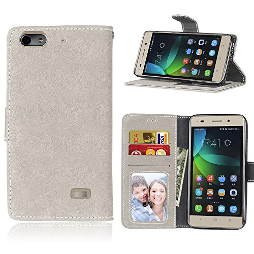 Cozy Hut Huawei Honor 4C Coque Lanyard Dragonne Portefeuille étui en cuir PU,Huawei Honor 4C Flip magnétique Cas avec support Béquille de carte,Cozy Hut Créatif Simple Book Style [Anti-scratch] Retro Matte Motif Prime Ultra Slim Fit Wallet Protecteur Étui Coque Flip PU Cuir Portefeuille Etui Housse Coque Coquille avec Stand et les fentes de carte de crédit pour Huawei Honor 4C - matte gris code EAN B01N3KOW2M 