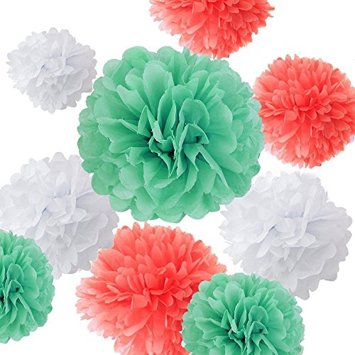 Lot de 9 pompons papier de soie pour decoration...