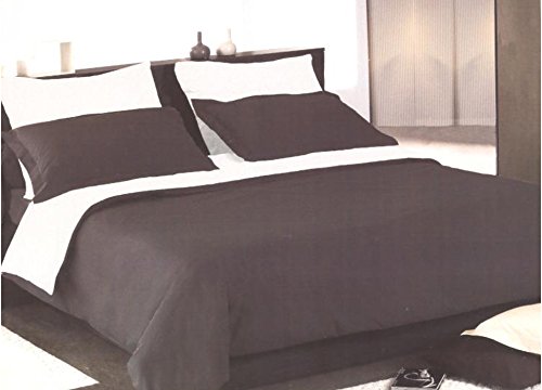 Housse de couette bicolore Gris et Blanc Satin ...