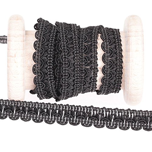 Galon passementerie vague uni au mètre - Noir