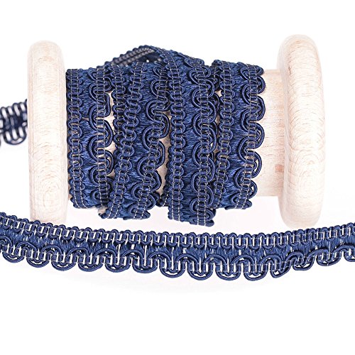 Galon passementerie vague uni au mètre - Bleu m...