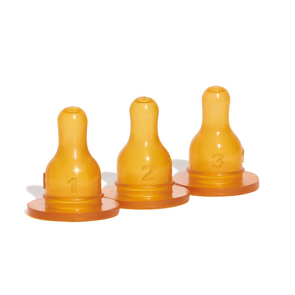 Lot de 3 tétines en latex bout rond