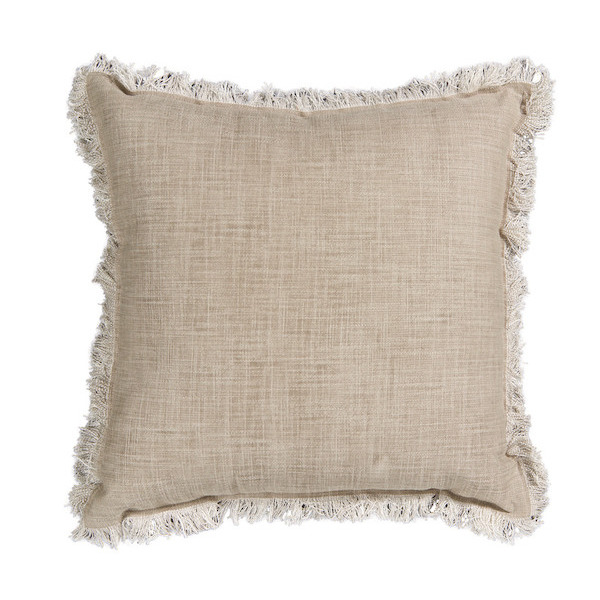 Coussin bicolore franges 