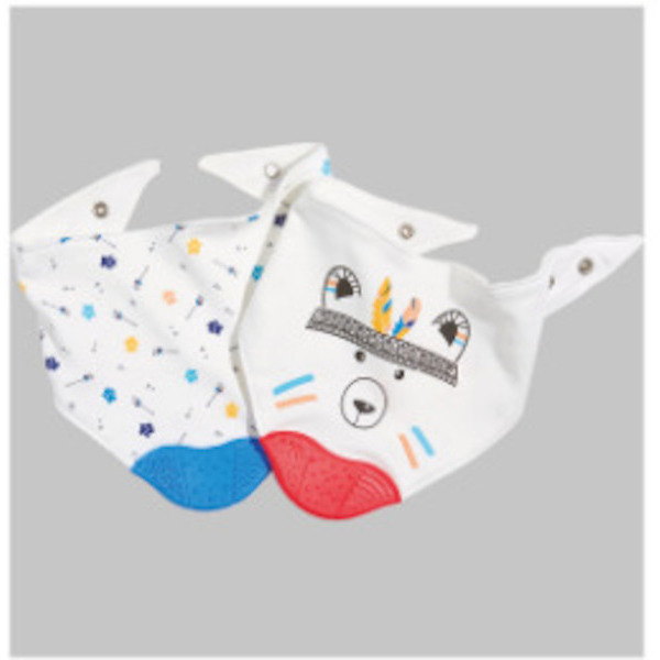  Lot de 2 bavoirs bandana avec embout dentition